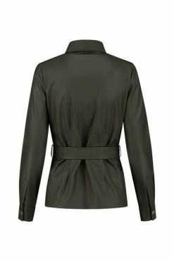 Fifth House Longsleeve Shirts Mace Belted Blouse Bottle Green