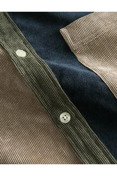 Forét Casual Overhemden GROUND CORDUROY SHIRT Beige
