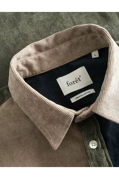 Forét Casual Overhemden GROUND CORDUROY SHIRT Beige - Afbeelding 3